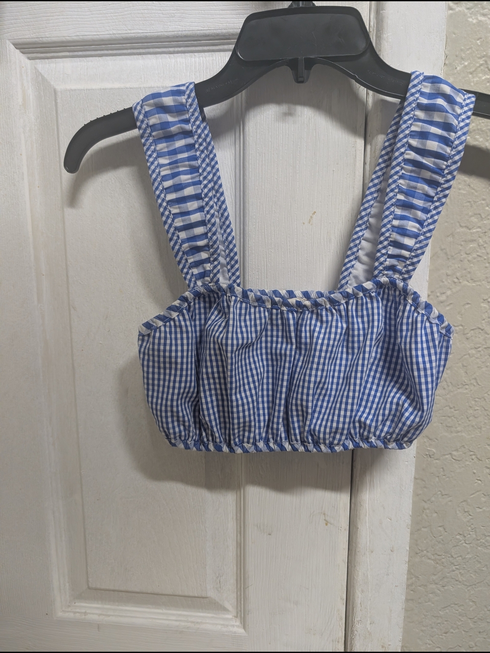 Copper Key Blue and White Gingham Crop Top